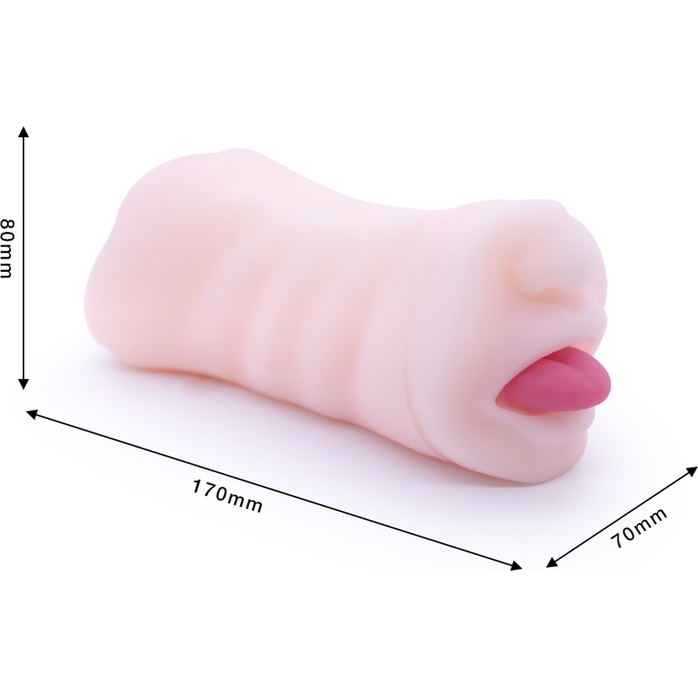 Телесный двусторонний мастурбатор - вагина и ротик. Фотография 5.