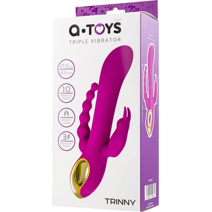 Лиловый тройной вибратор Trinny - 21,5 см. Фотография 10.
