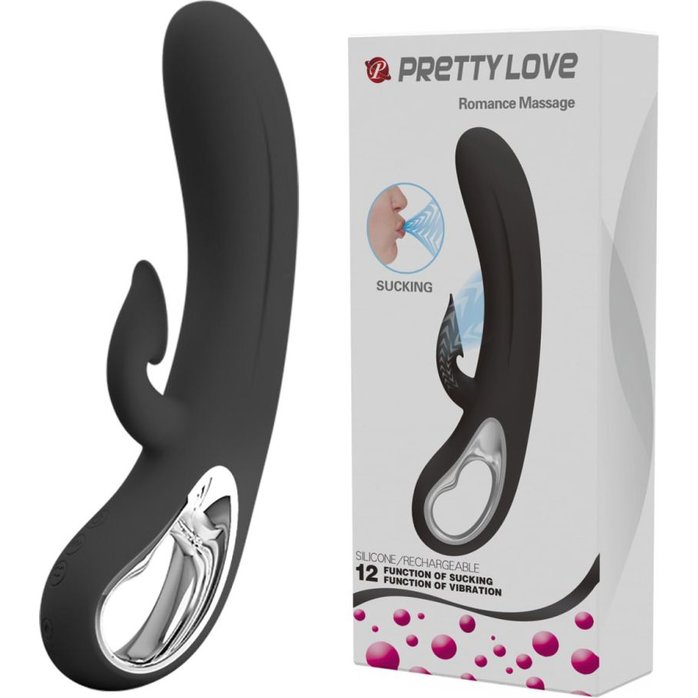 Черный вибратор-кролик Romance Massage - 24 см - Pretty Love. Фотография 2.