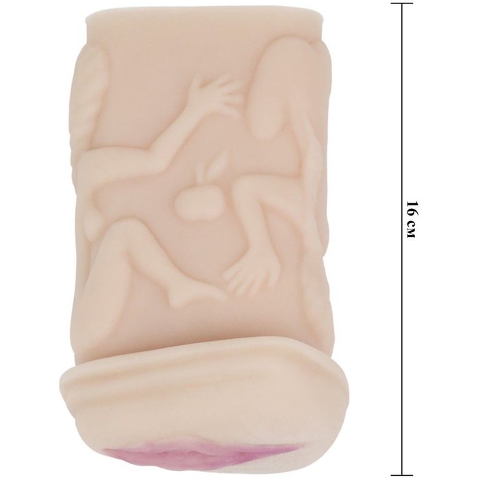 Телесный мастурбатор-вагина с фигурками на поверхности. Фотография 4.