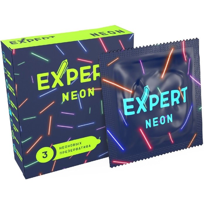 Светящиеся в темноте презервативы Expert Neon - 3 шт