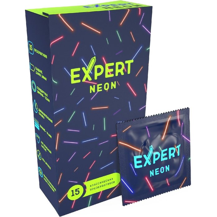 Светящиеся в темноте презервативы Expert Neon - 15 шт