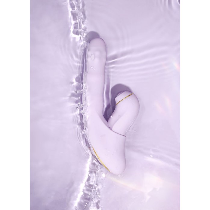 Сиреневый вибромассажер со съёмным клиторальным пульсатором DuoGlow. Фотография 13.