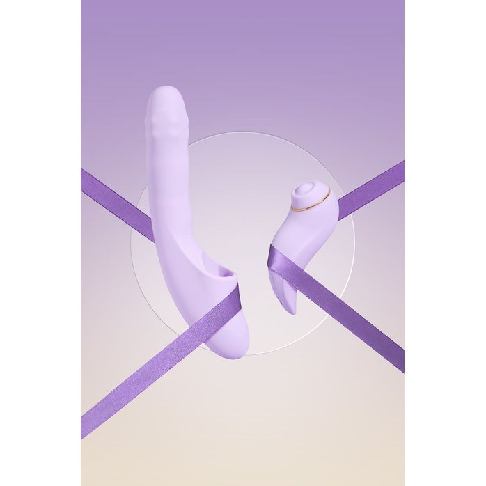 Сиреневый вибромассажер со съёмным клиторальным пульсатором DuoGlow. Фотография 15.