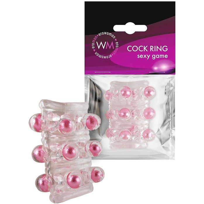 Прозрачная сквозная насадка на пенис с цветными шариками - EROWOMAN-EROMAN