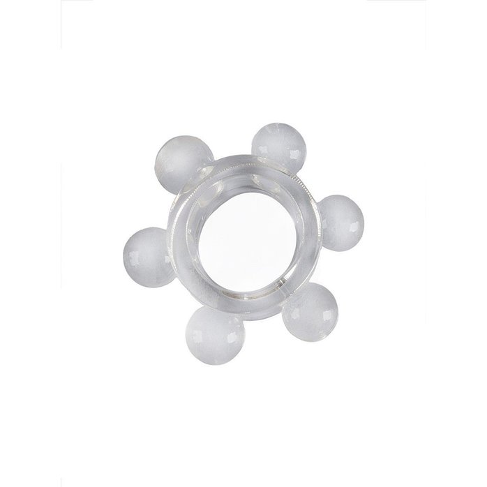 Прозрачное эрекционное кольцо с 6 стимулирующими шариками - SEX EXPERT. Фотография 3.
