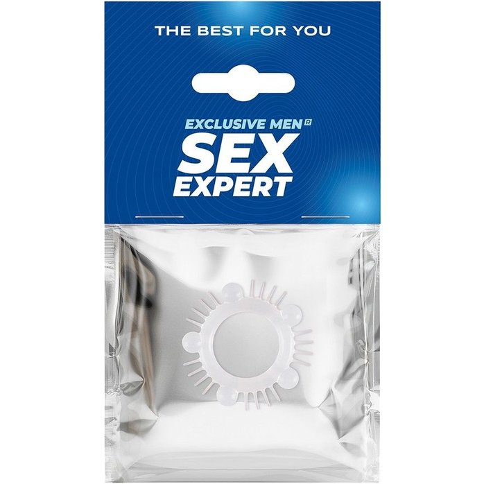 Эластичное эрекционное кольцо с шишечками и шипами - SEX EXPERT. Фотография 2.