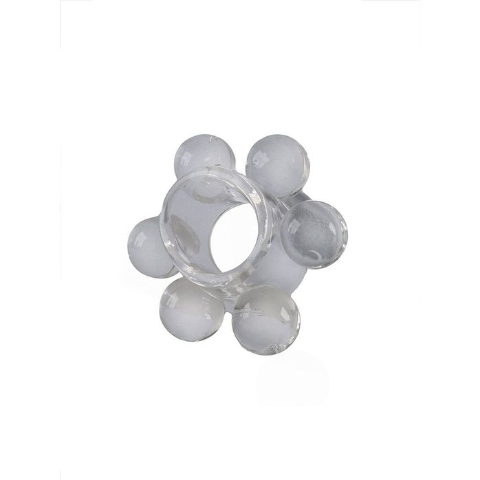 Прозрачное эластичное эрекционное кольцо с 6 шариками - SEX EXPERT. Фотография 3.