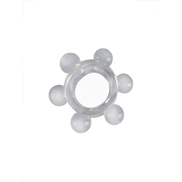 Прозрачное эластичное эрекционное кольцо с 6 шариками - SEX EXPERT. Фотография 4.