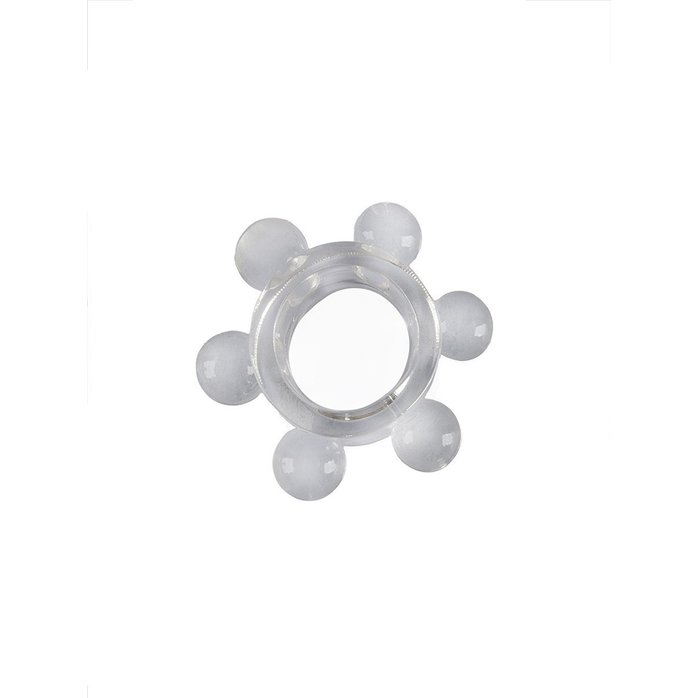 Прозрачное эластичное эрекционное кольцо с 6 шариками - SEX EXPERT. Фотография 5.