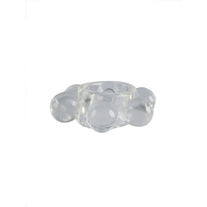 Прозрачное эластичное эрекционное кольцо с 6 шариками - SEX EXPERT. Фотография 6.