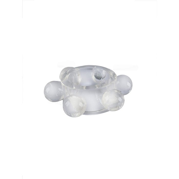 Прозрачное эластичное эрекционное кольцо с 6 шариками - SEX EXPERT. Фотография 7.