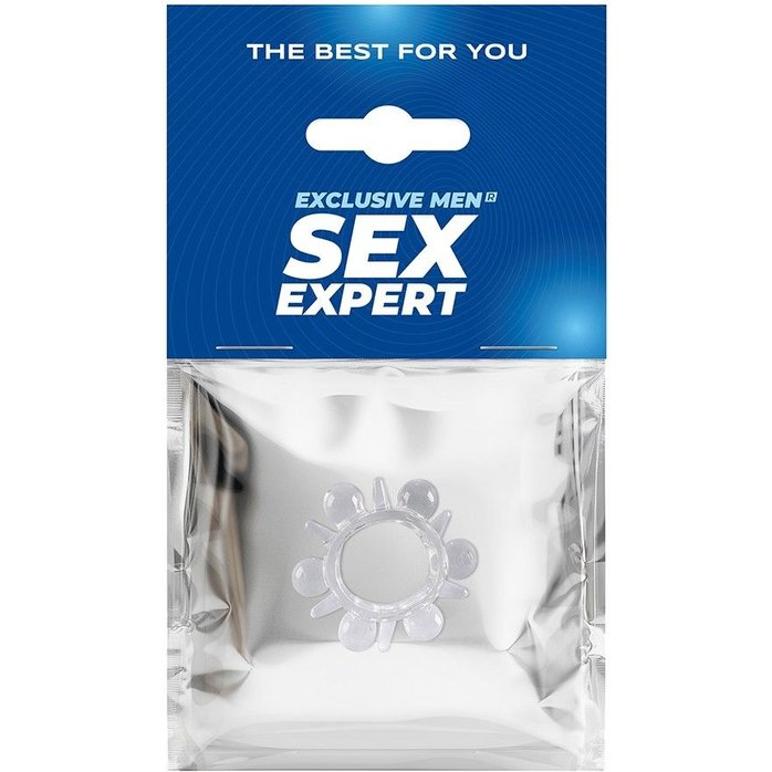 Прозрачное эрекционное кольцо с шариками и шипами - SEX EXPERT. Фотография 2.