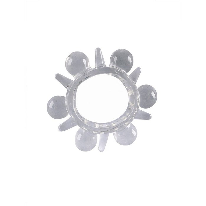 Прозрачное эрекционное кольцо с шариками и шипами - SEX EXPERT. Фотография 3.