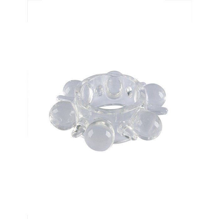 Прозрачное эрекционное кольцо с шариками и шипами - SEX EXPERT. Фотография 6.