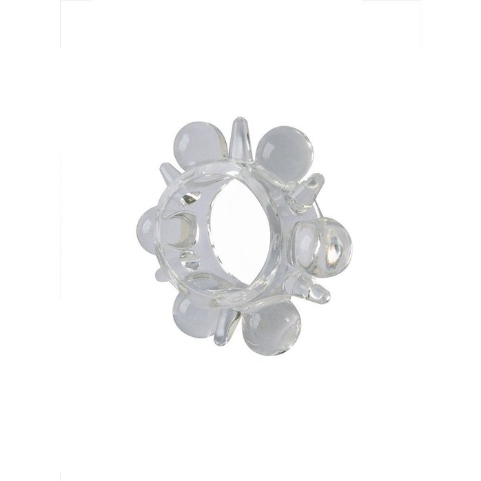 Прозрачное эрекционное кольцо с шариками и шипами - SEX EXPERT. Фотография 7.