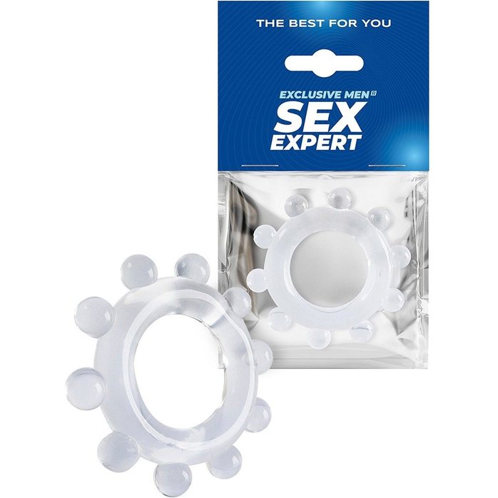 Прозрачное эрекционное кольцо со стимулирующими шариками - SEX EXPERT