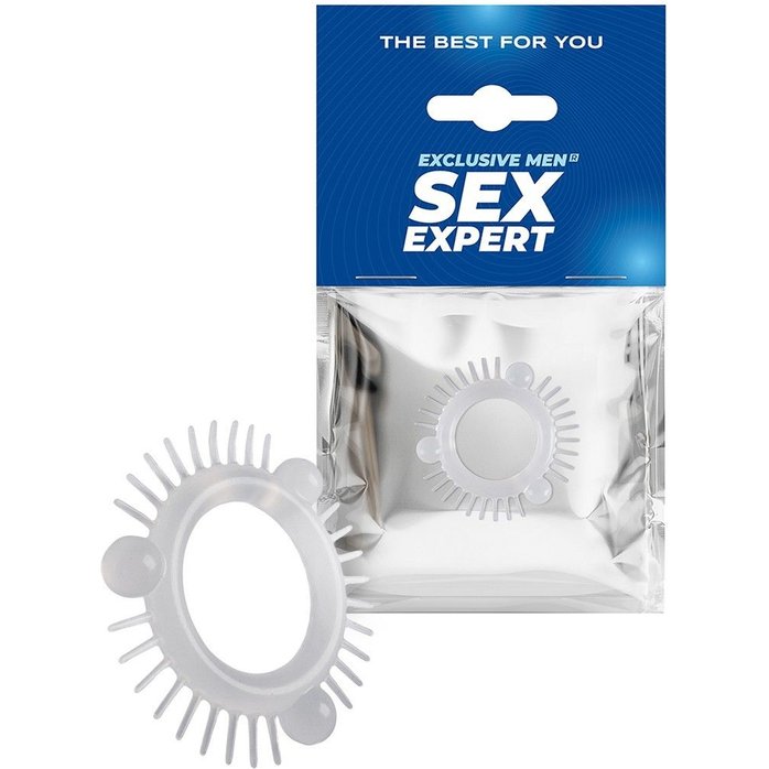 Эластичное эрекционное кольцо с 3 шариками и шипами - SEX EXPERT