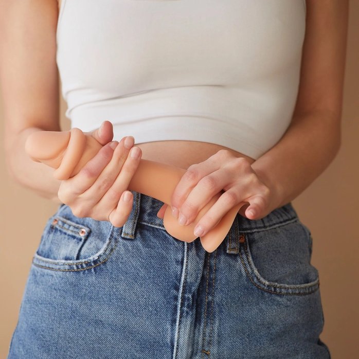 Телесный фаллоимитатор Sliding Skin Realistic Dildo XL с подвижной кожей - 19 см. Фотография 4.