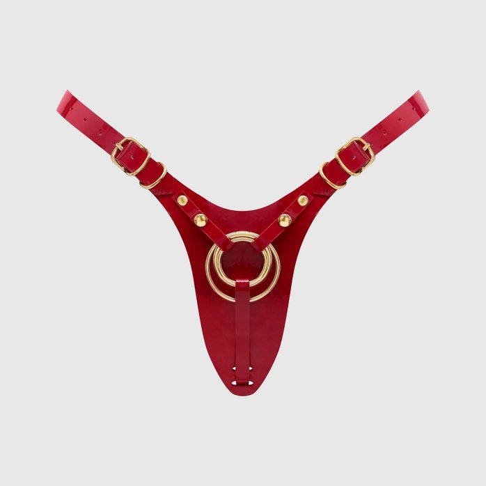 Красный пояс для фиксации насадок Strap-On-Me Leatherette Harness Fabulous