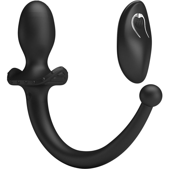 Черная анальная вибропробка с хвостом и пультом ДУ - Mr.Play. Фотография 3.