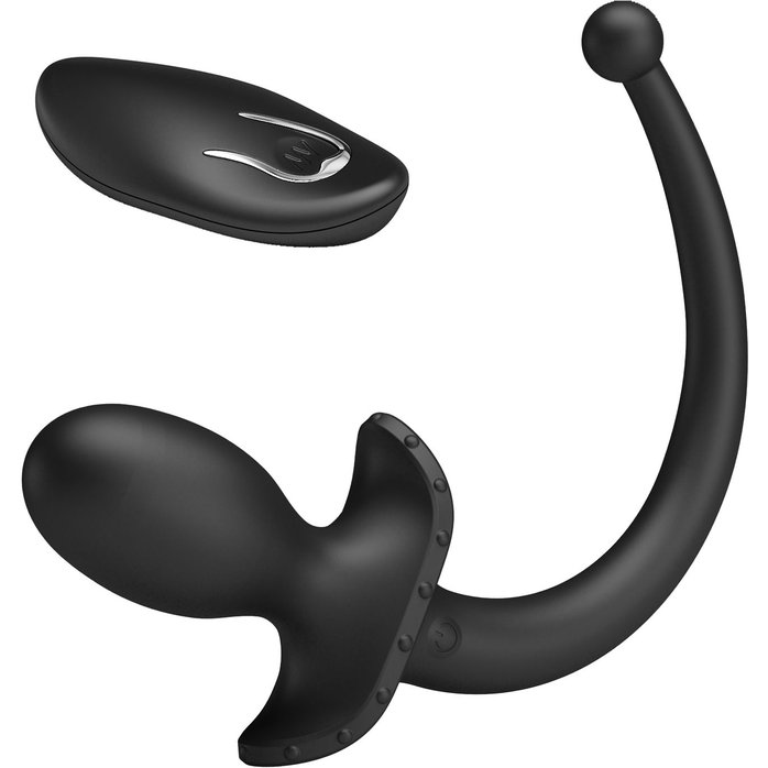 Черная анальная вибропробка с хвостом и пультом ДУ - Mr.Play. Фотография 6.