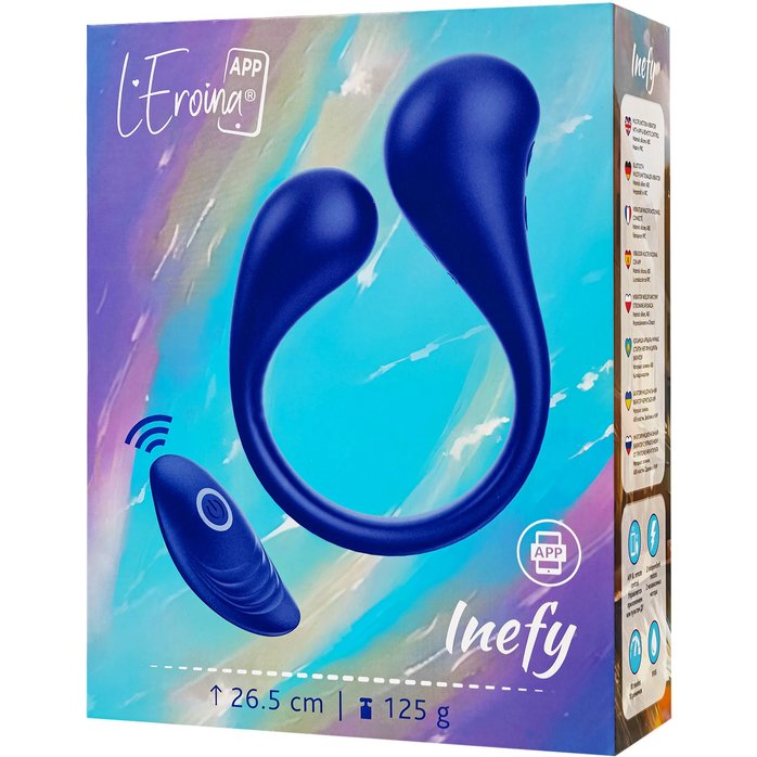 Синий многофункциональный вибратор Inefy с пультом ДУ - L EROINA. Фотография 11.