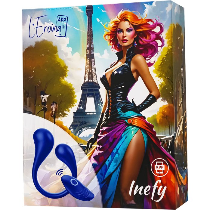 Синий многофункциональный вибратор Inefy с пультом ДУ - L EROINA. Фотография 10.