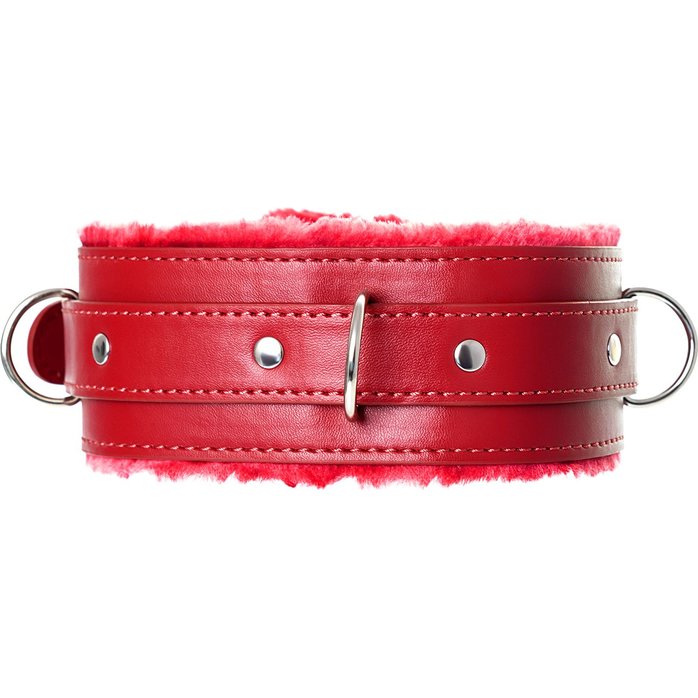 Красный ошейник с подкладкой из меха - Anonymo. Фотография 3.
