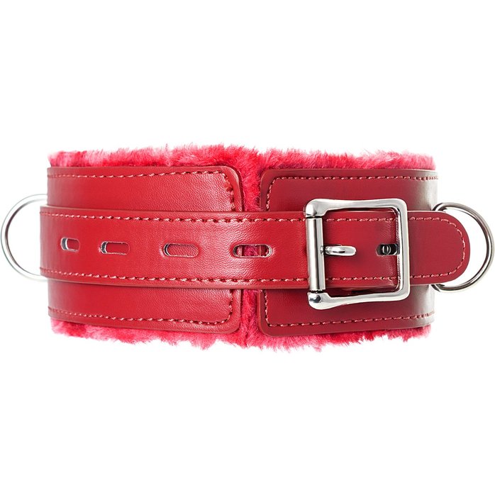 Красный ошейник с подкладкой из меха - Anonymo. Фотография 4.