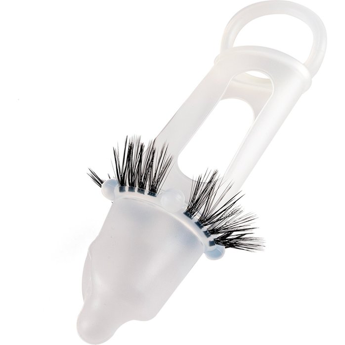 Эластичная насадка на пенис с подхватом мошонки и стимулирующими «ресничками». Фотография 2.