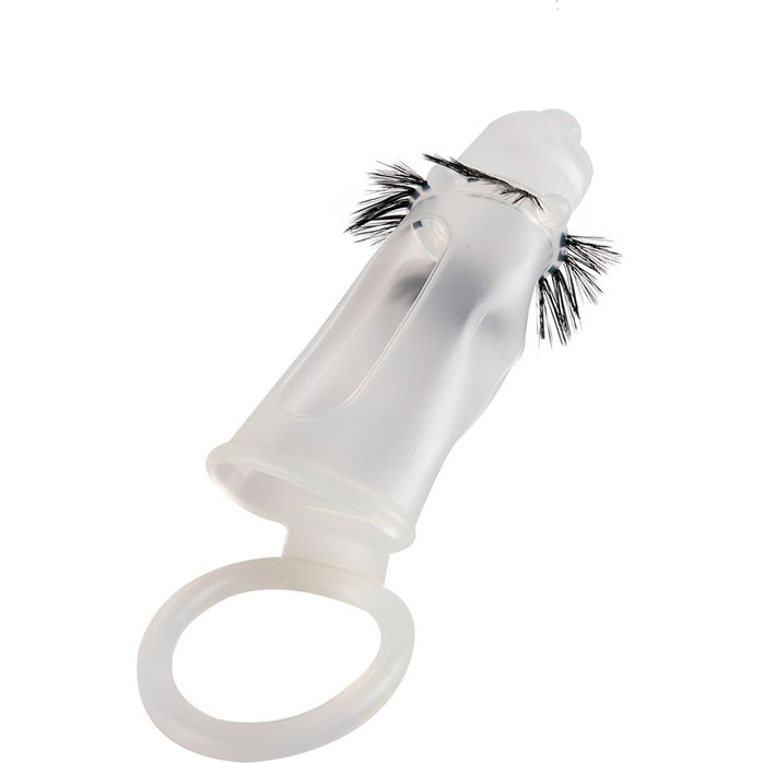 Эластичная насадка на пенис с подхватом мошонки и стимулирующими «ресничками». Фотография 5.