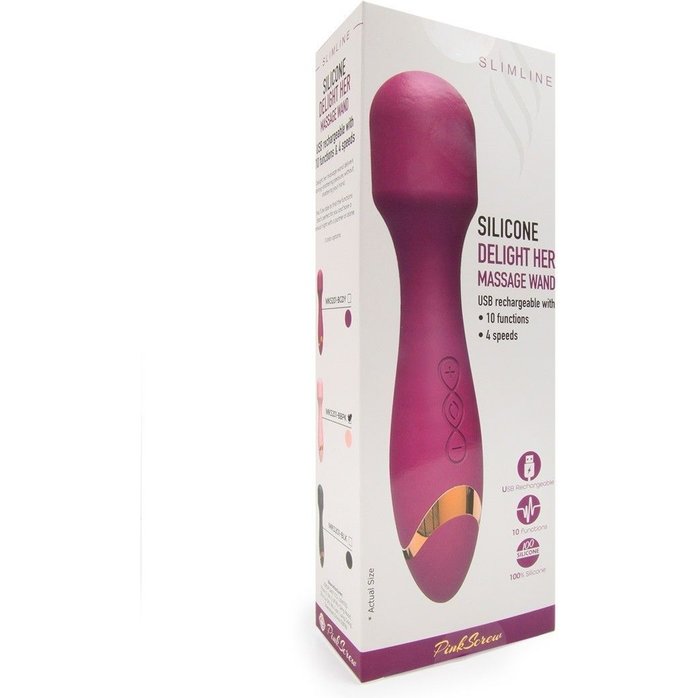 Нежно-розовый силиконовый wand-вибратор - 18,5 см. Фотография 3.