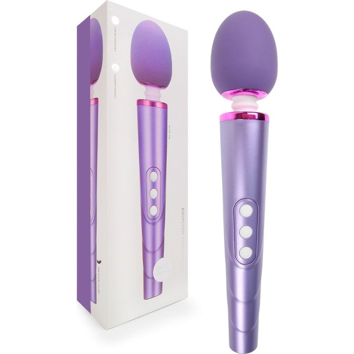 Сиреневый жезловый вибромассажер с головкой на гибкой шее - 25,5 см. Фотография 2.