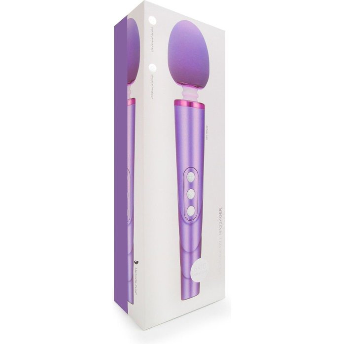 Сиреневый жезловый вибромассажер с головкой на гибкой шее - 25,5 см. Фотография 3.