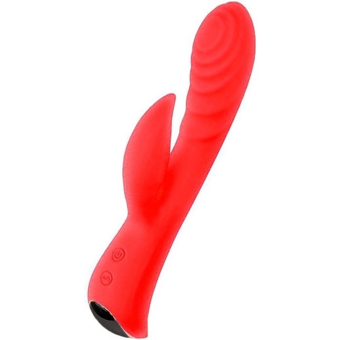 Красный перезаряжаемый вибратор-кролик - 19,1 см
