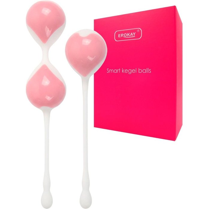 Набор розово-белых вагинальных шариков: двойные и одинарный. Фотография 2.