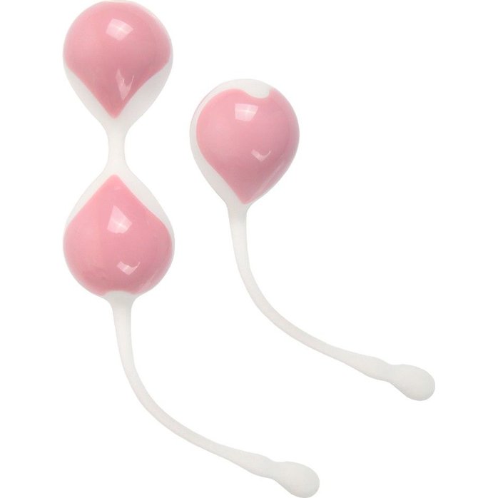 Набор розово-белых вагинальных шариков: двойные и одинарный. Фотография 4.