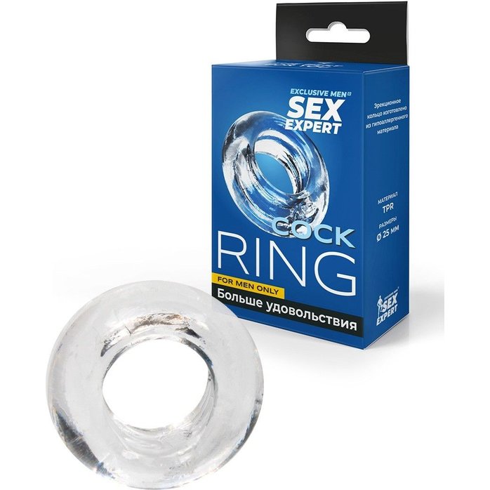 Прозрачное эрекционное кольцо-бублик - SEX EXPERT