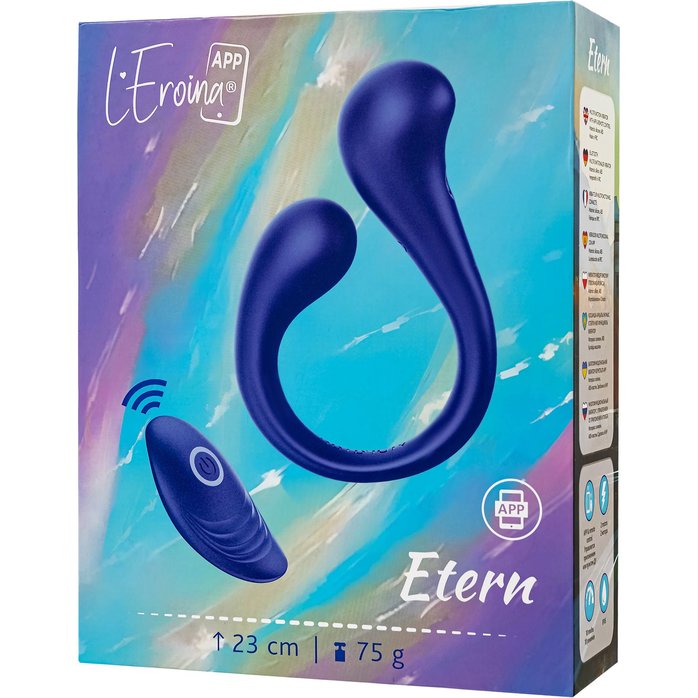 Синий многофункциональный вибратор Etern с пультом ДУ - L EROINA. Фотография 11.