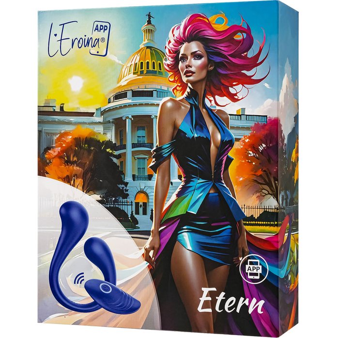 Синий многофункциональный вибратор Etern с пультом ДУ - L EROINA. Фотография 10.