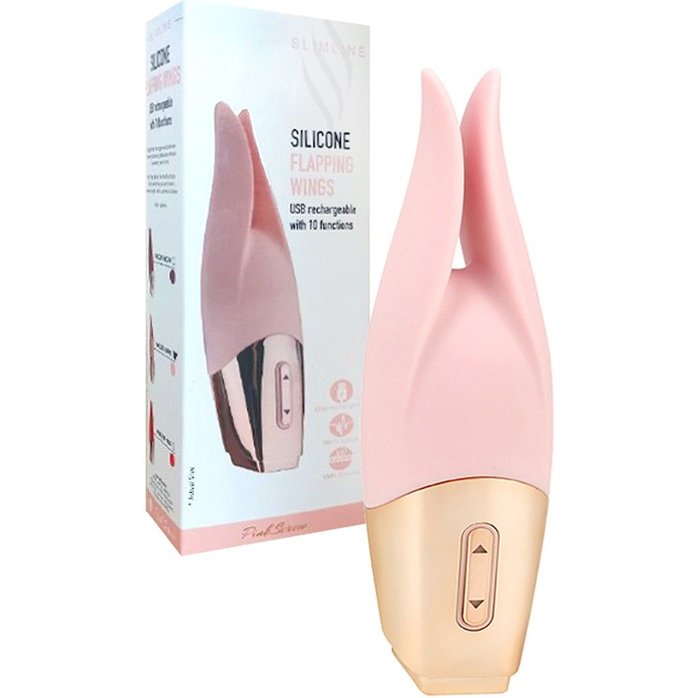 Нежно-розовый мини-вибратор с раздвоенным кончиком - 12,3 см