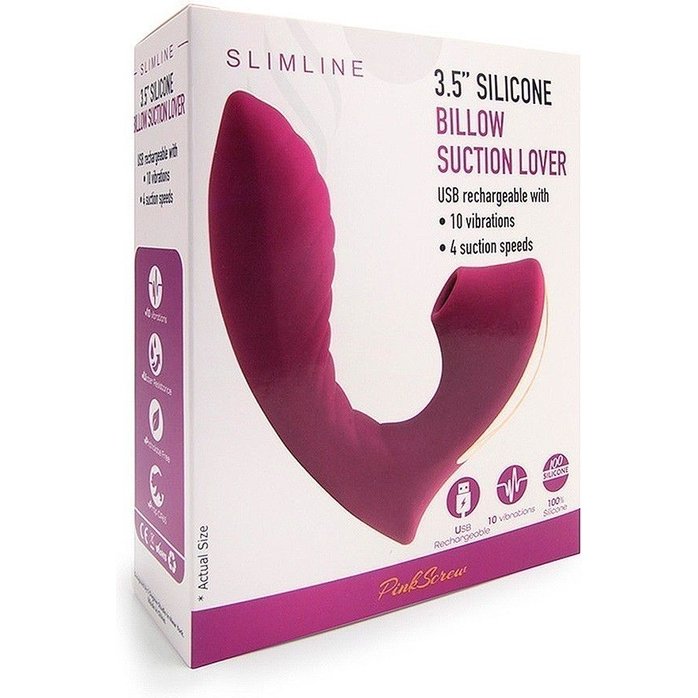 Ярко-розовый вибромассажер с вакуумной стимуляцией клитора. Фотография 3.