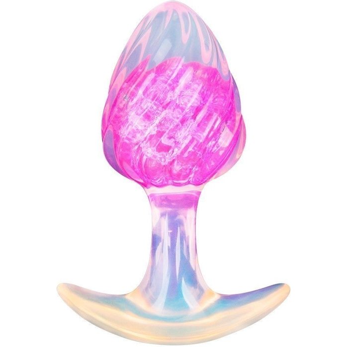 Розоватая анальная пробка со спиралевидным рельефом - 9 см. Фотография 2.