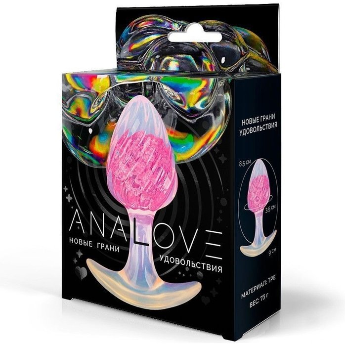 Розоватая анальная пробка со спиралевидным рельефом - 9 см. Фотография 3.