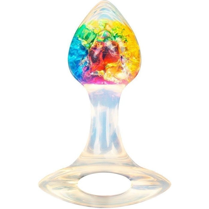 Яркая анальная пробка с ручкой - 8,5 см. Фотография 2.