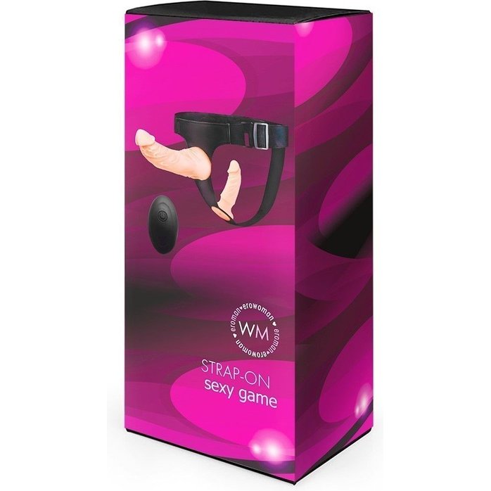 Женский страпон с 2 насадками, вибрацией и пультом ДУ - EROWOMAN-EROMAN. Фотография 3.