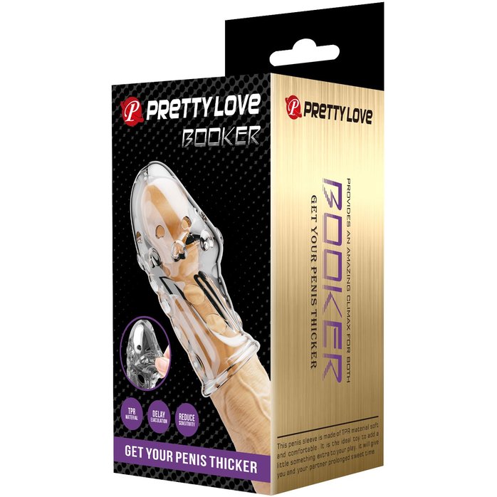 Прозрачная насадка на пенис Booker - 8 см - Pretty Love. Фотография 2.