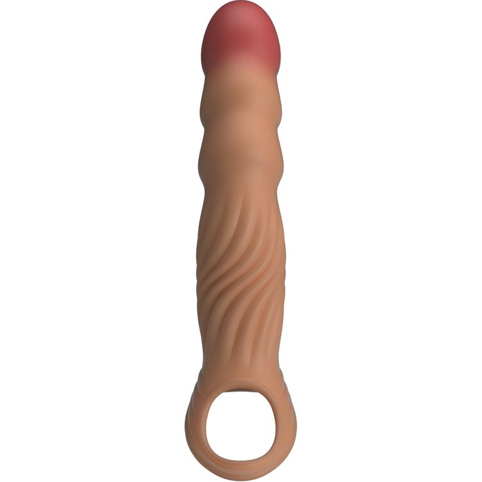 Карамельная удлиняющая насадка на пенис с вибрацией и пультом ДУ - Pretty Love. Фотография 6.