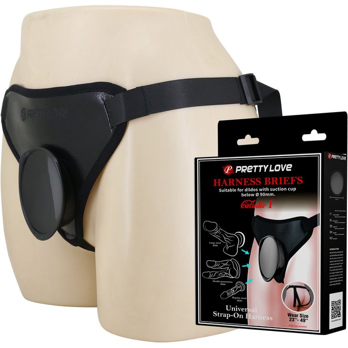 Черные трусики харнесс с платформой Caludio I - Pretty Love. Фотография 4.